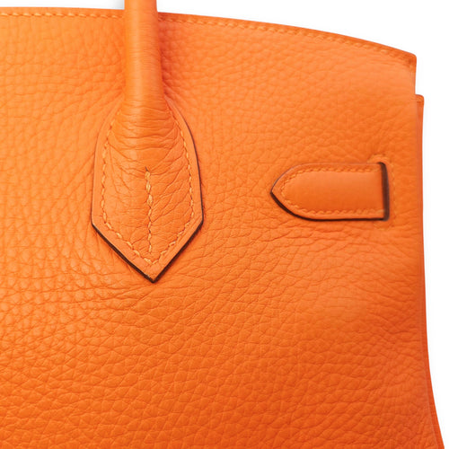 Birkin 30 Orange in Clemence, Palladium hardware