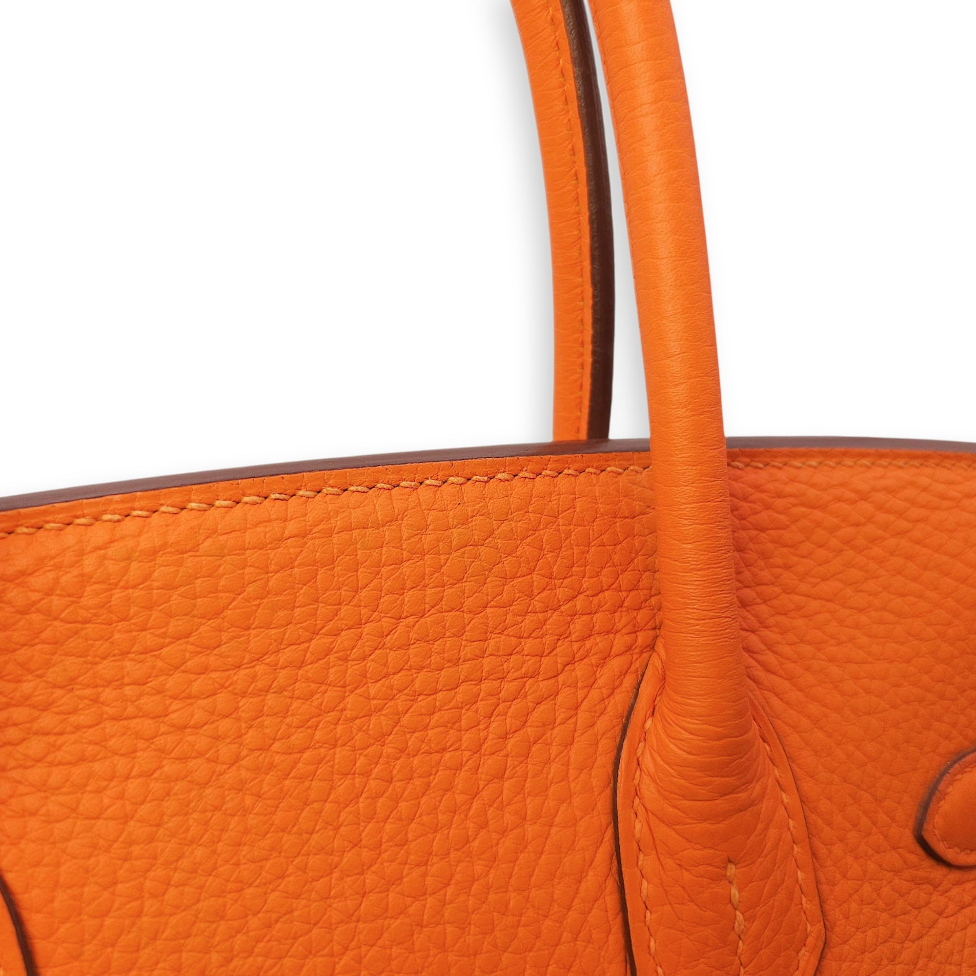 Birkin 30 Orange in Clemence, Palladium hardware