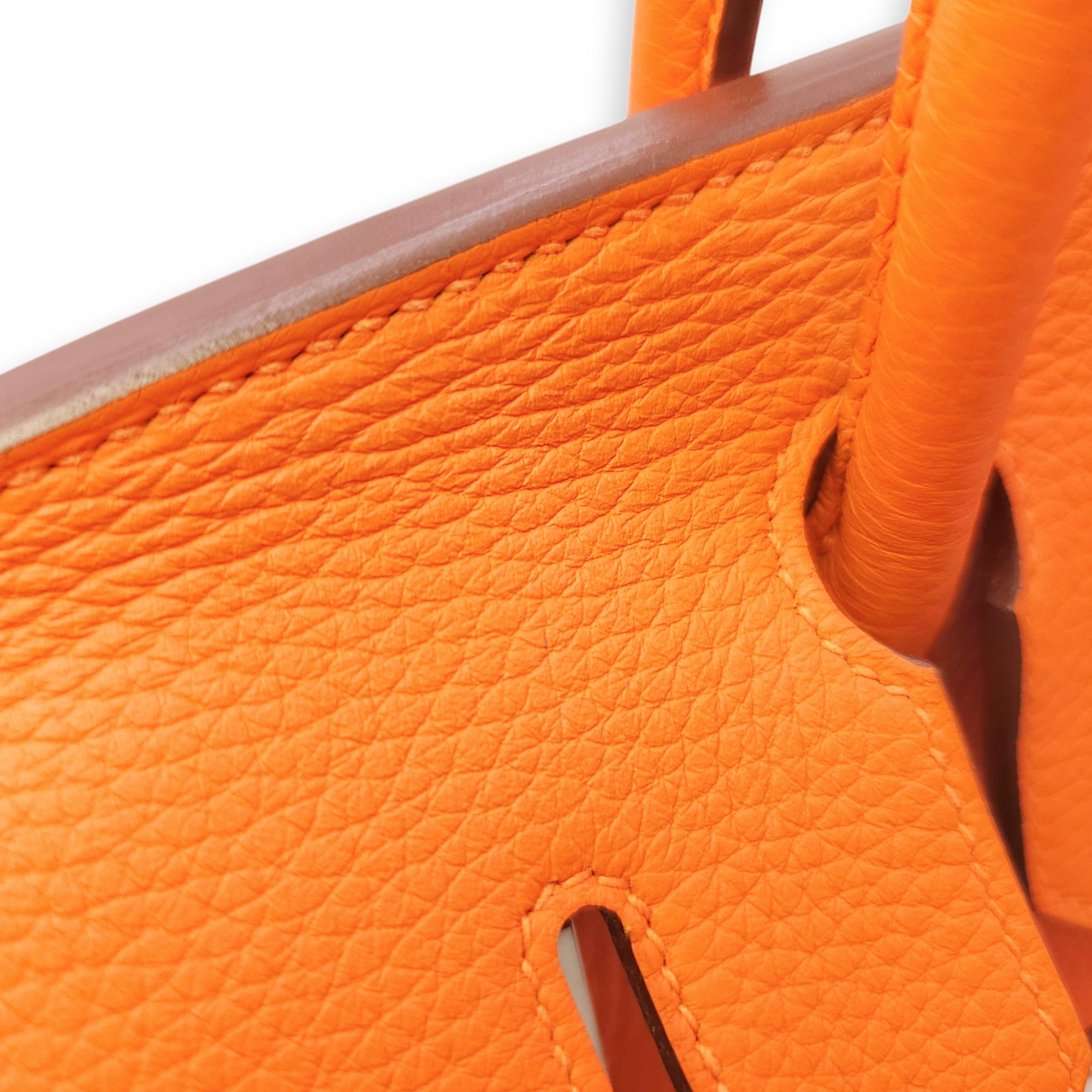 Birkin 30 Orange in Clemence, Palladium hardware