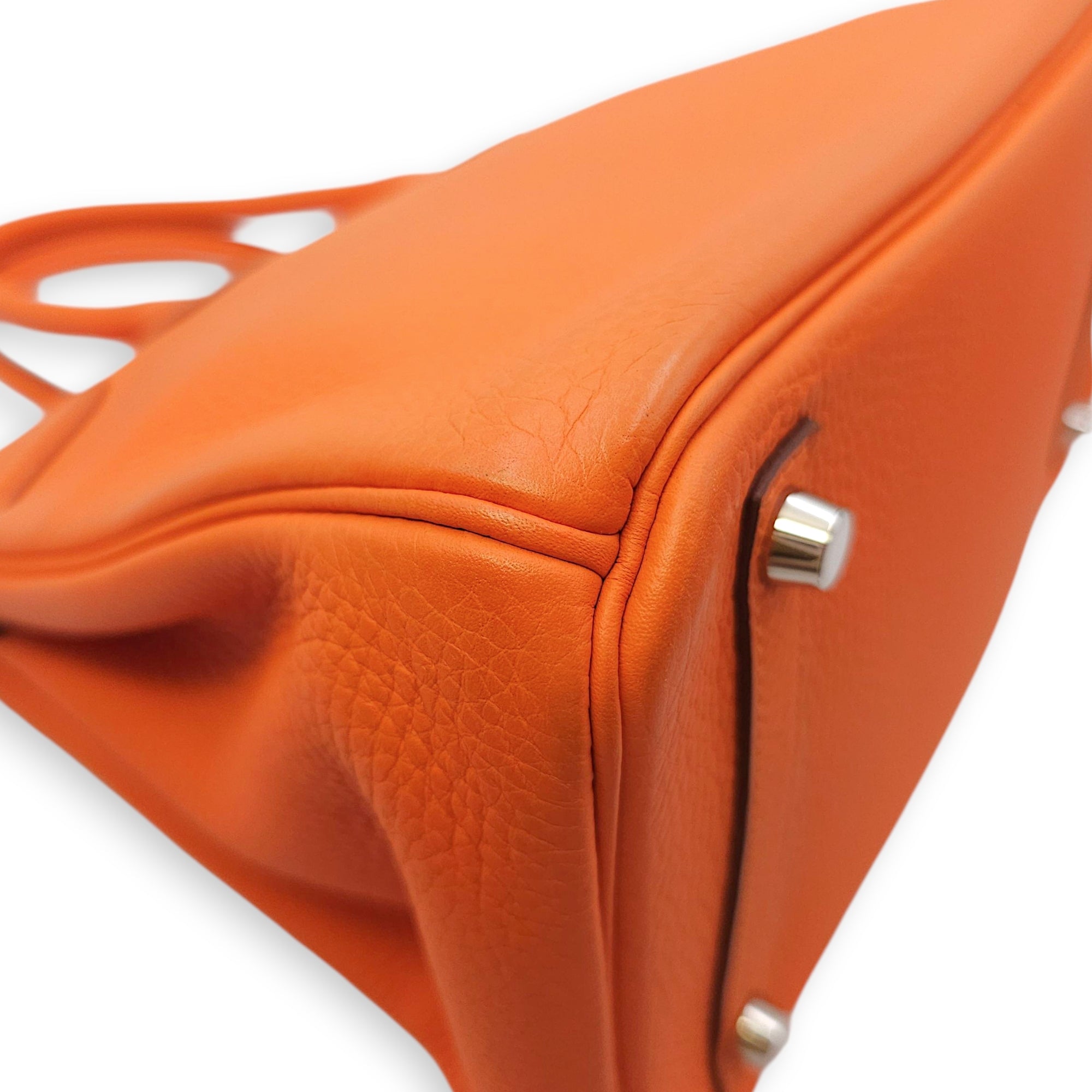 Birkin 30 Orange in Clemence, Palladium hardware