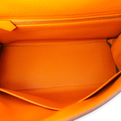 Kelly 28 Orange in Clemence, Palladium hardware