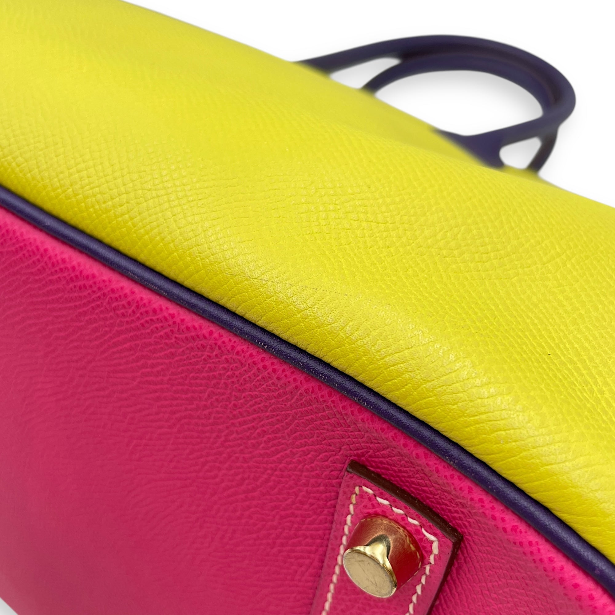 HSS Birkin 35 Rose Tyrien/Lime/Iris in Epsom, Gold hardware