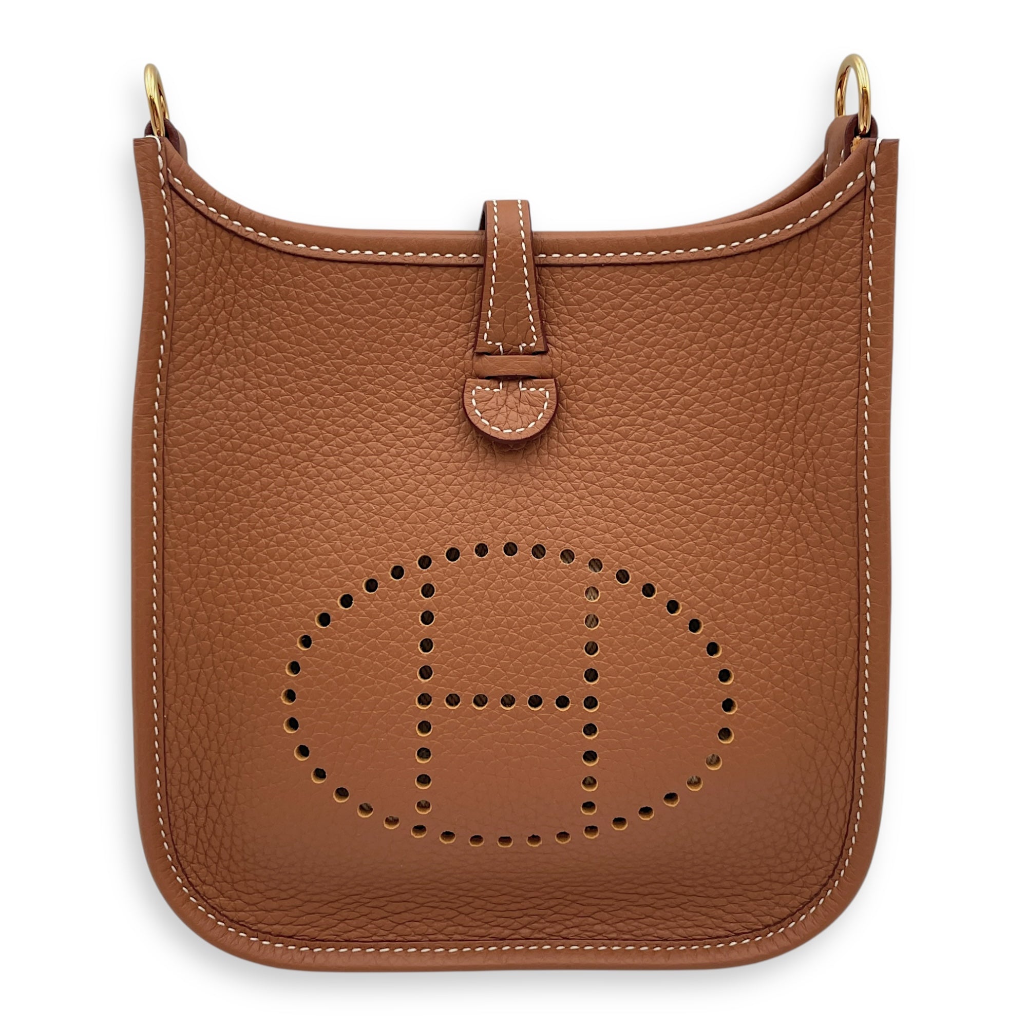 Evelyne (Short Strap) Mini Gold in Clemence, Gold hardware