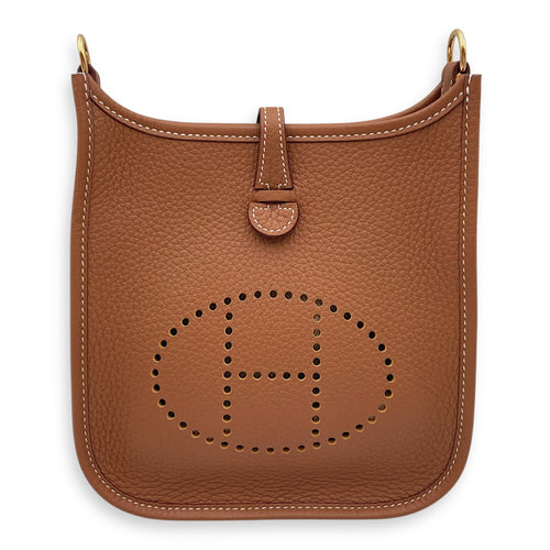 Evelyne (Short Strap) Mini Gold in Clemence, Gold hardware