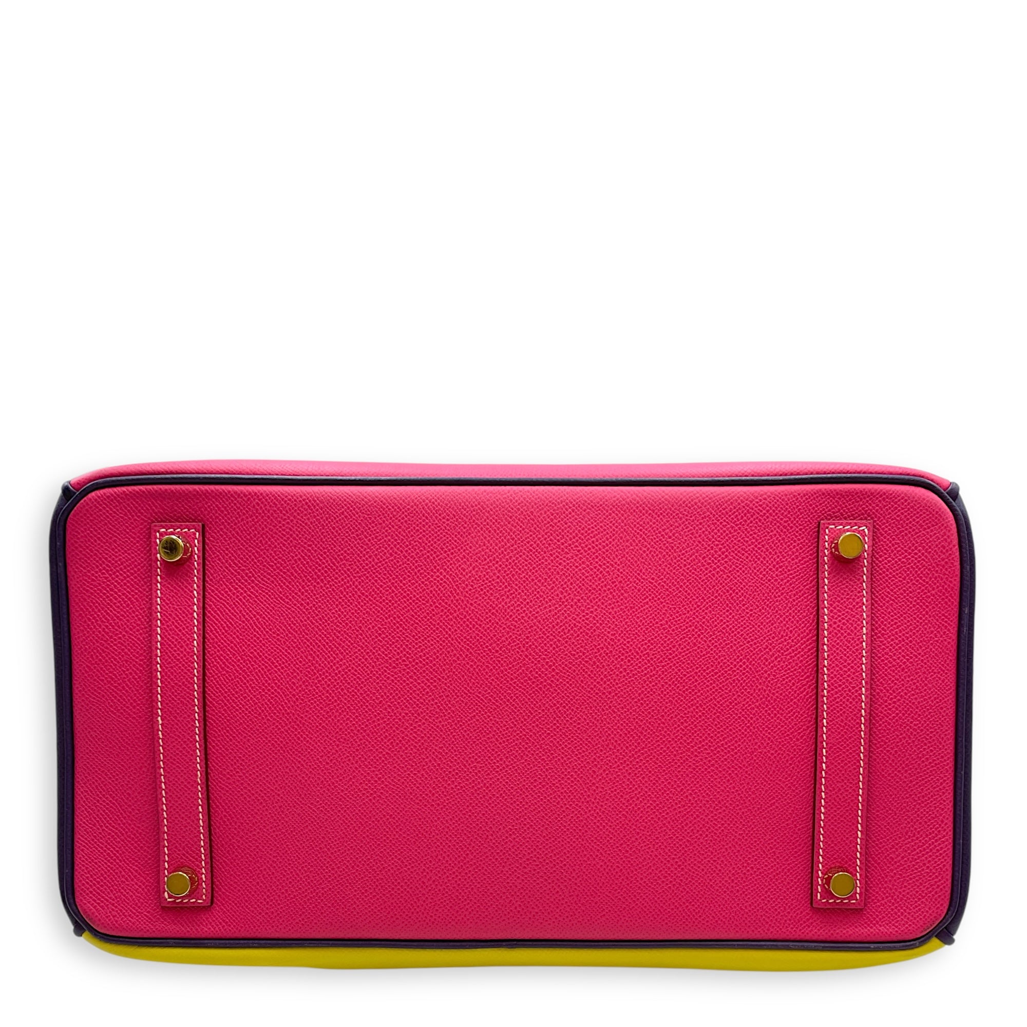 HSS Birkin 35 Rose Tyrien/Lime/Iris in Epsom, Gold hardware