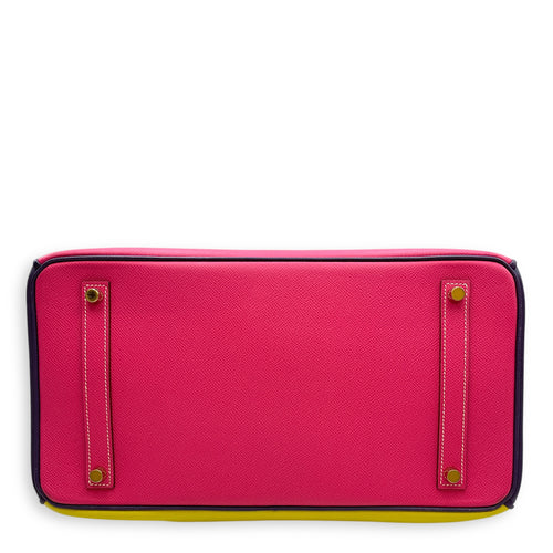 HSS Birkin 35 Rose Tyrien/Lime/Iris in Epsom, Gold hardware