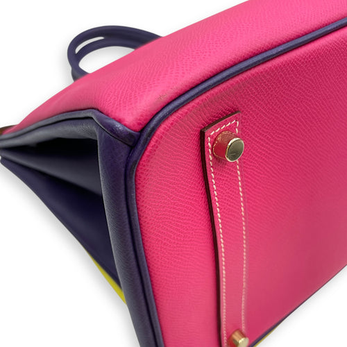 HSS Birkin 35 Rose Tyrien/Lime/Iris in Epsom, Gold hardware