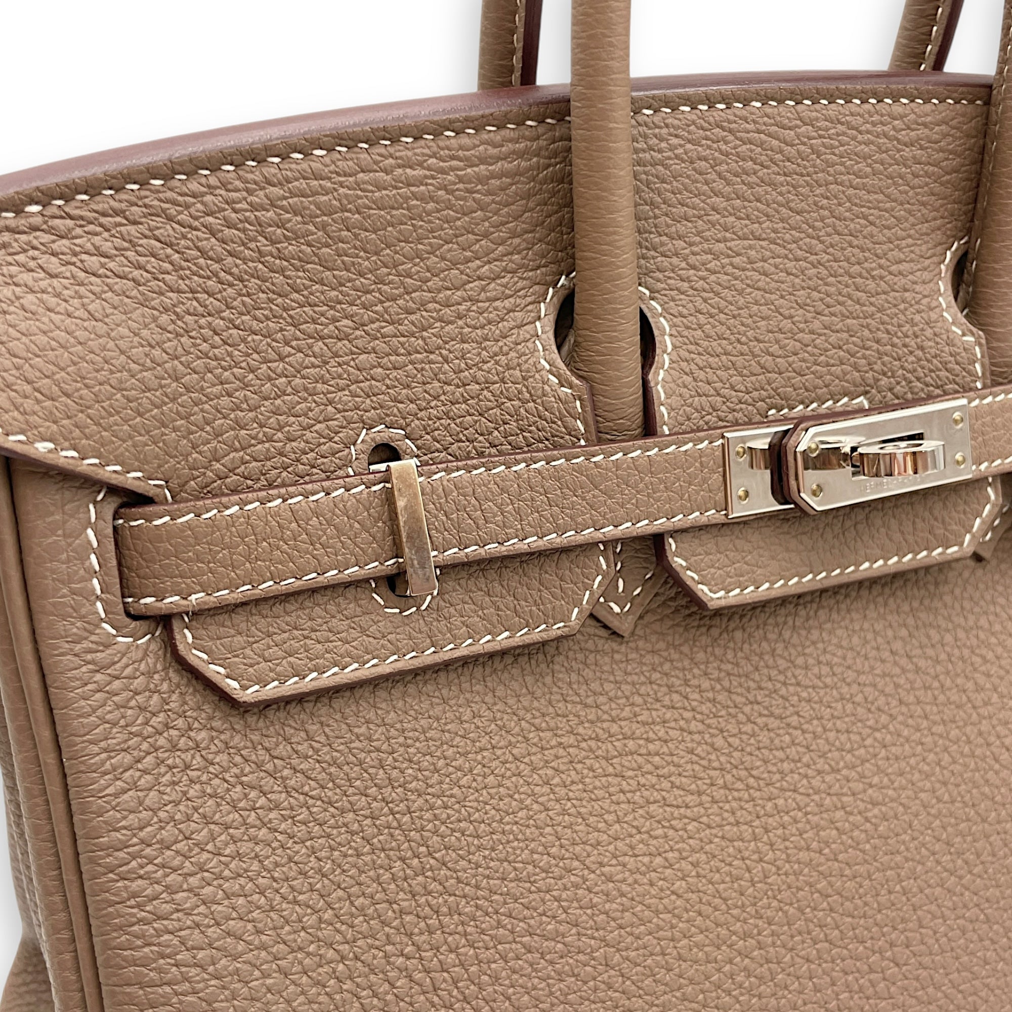 Birkin 25 Etoupe in Togo, Palladium hardware