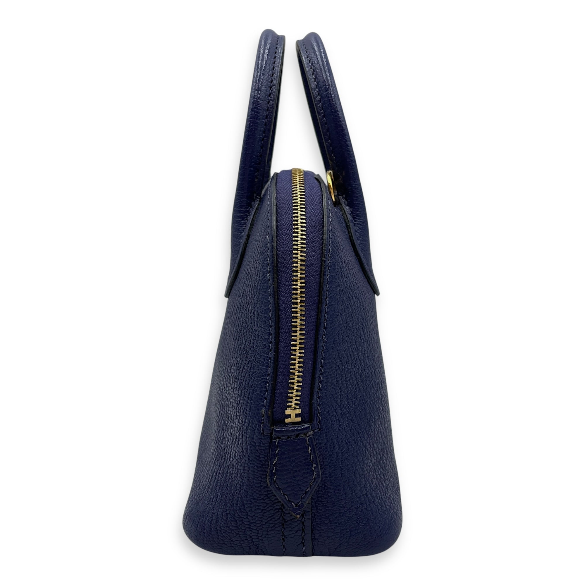 Bolide 1923 Mini Blue Encre in Chevre Mysore, Gold hardware