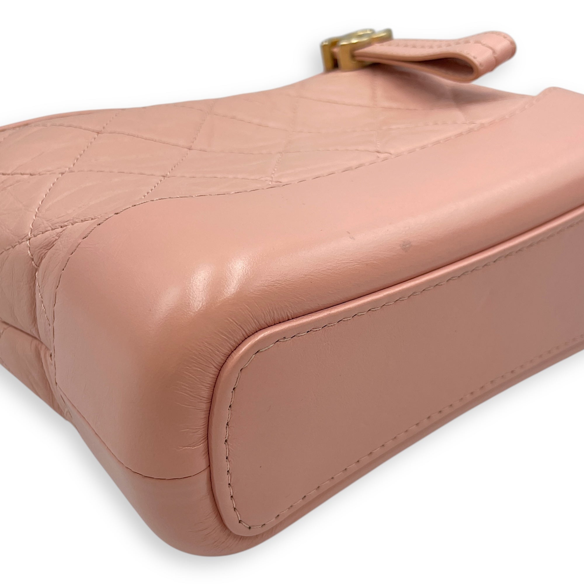 Gabrielle Small Pink Shoulder Bag in Calfskin, Tri tone hardware