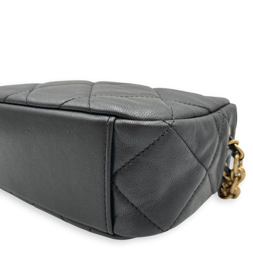 Camera Black Crossbody Bag in Lambskin, Gold hardware