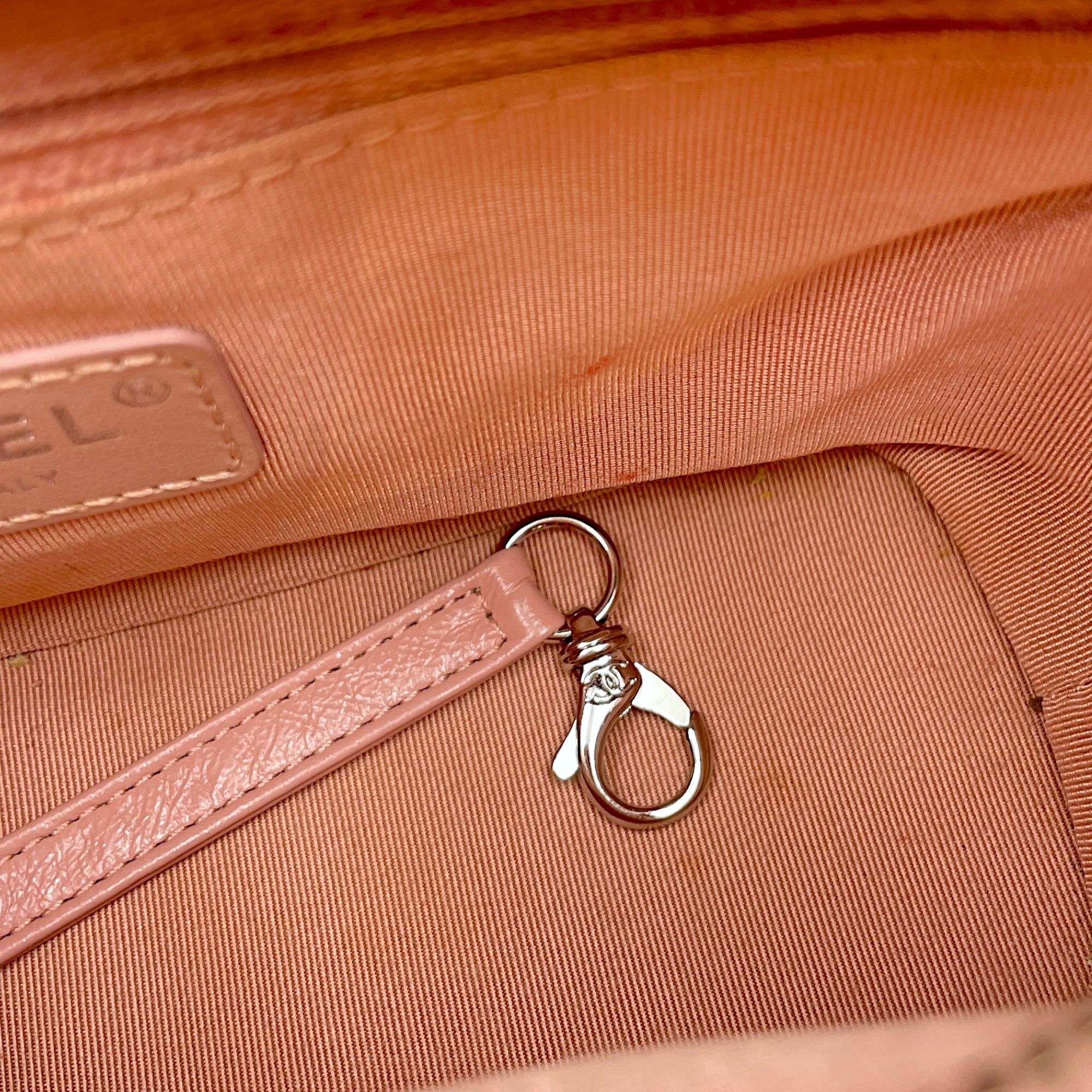 Gabrielle Small Pink Shoulder Bag in Calfskin, Tri tone hardware