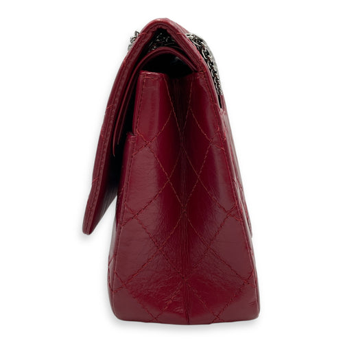 Reissue 226 Red Shoulder Bag in Distressed Leather, Silver hardware
