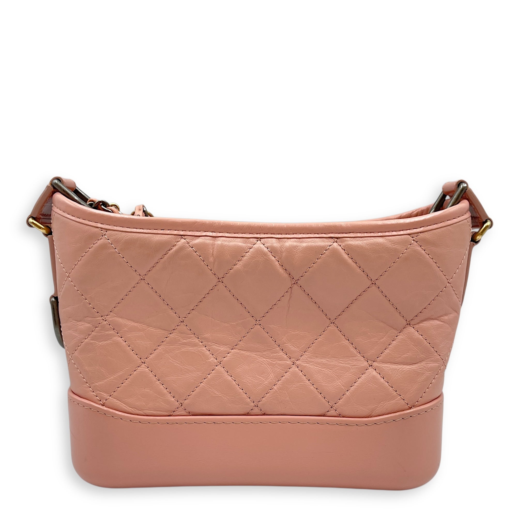 Gabrielle Small Pink Shoulder Bag in Calfskin, Tri tone hardware
