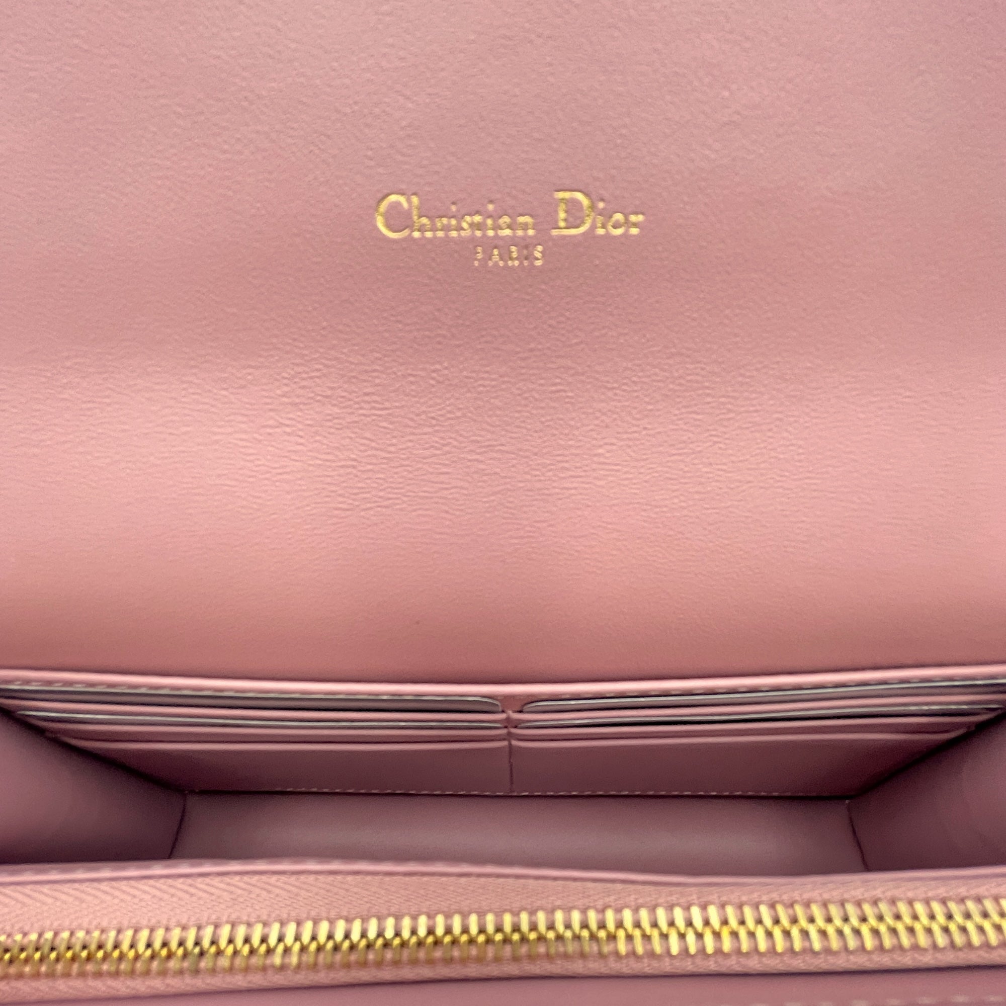 Caro Pink Wallet on Chain in Lambskin, Gold hardware