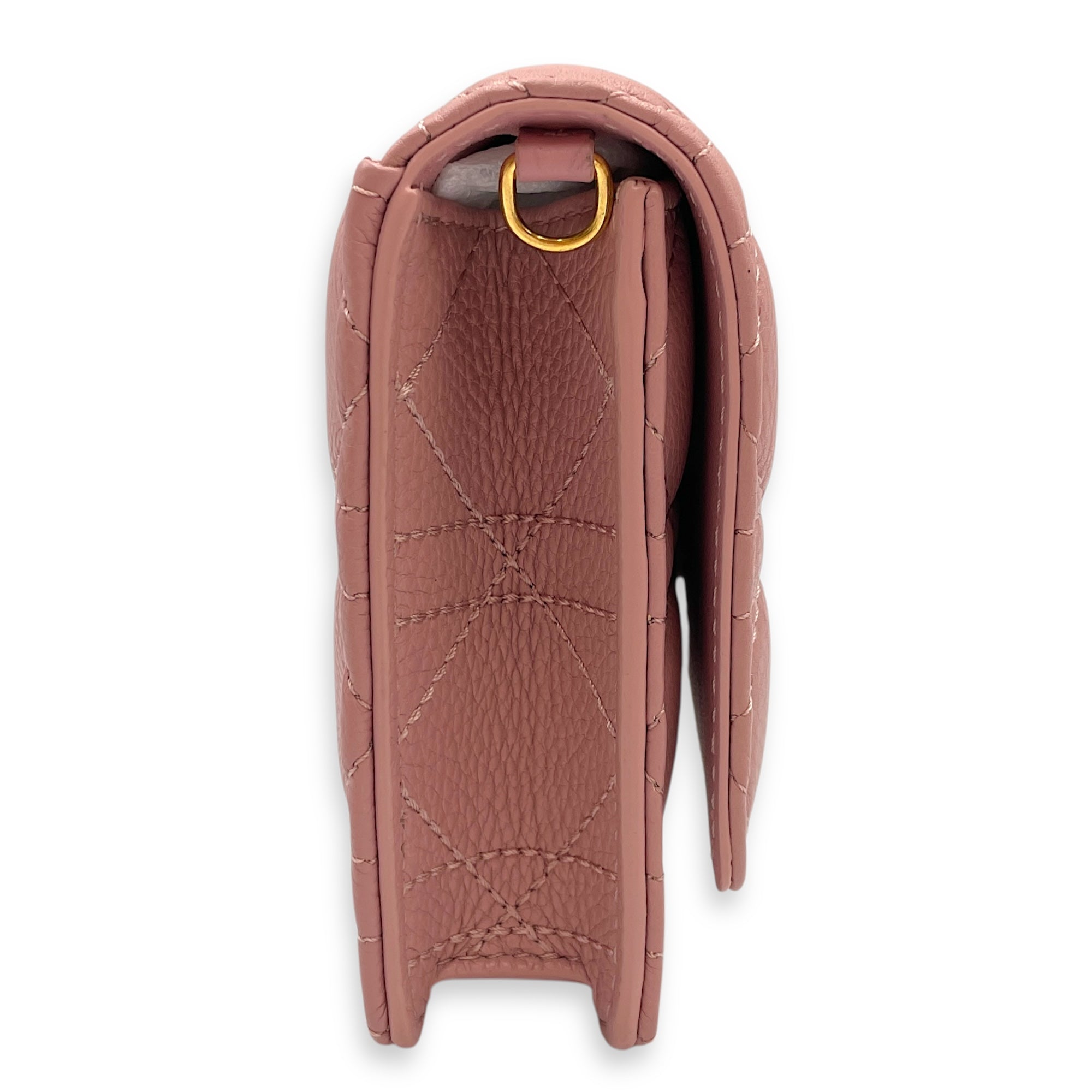 Caro Pink Wallet on Chain in Lambskin, Gold hardware