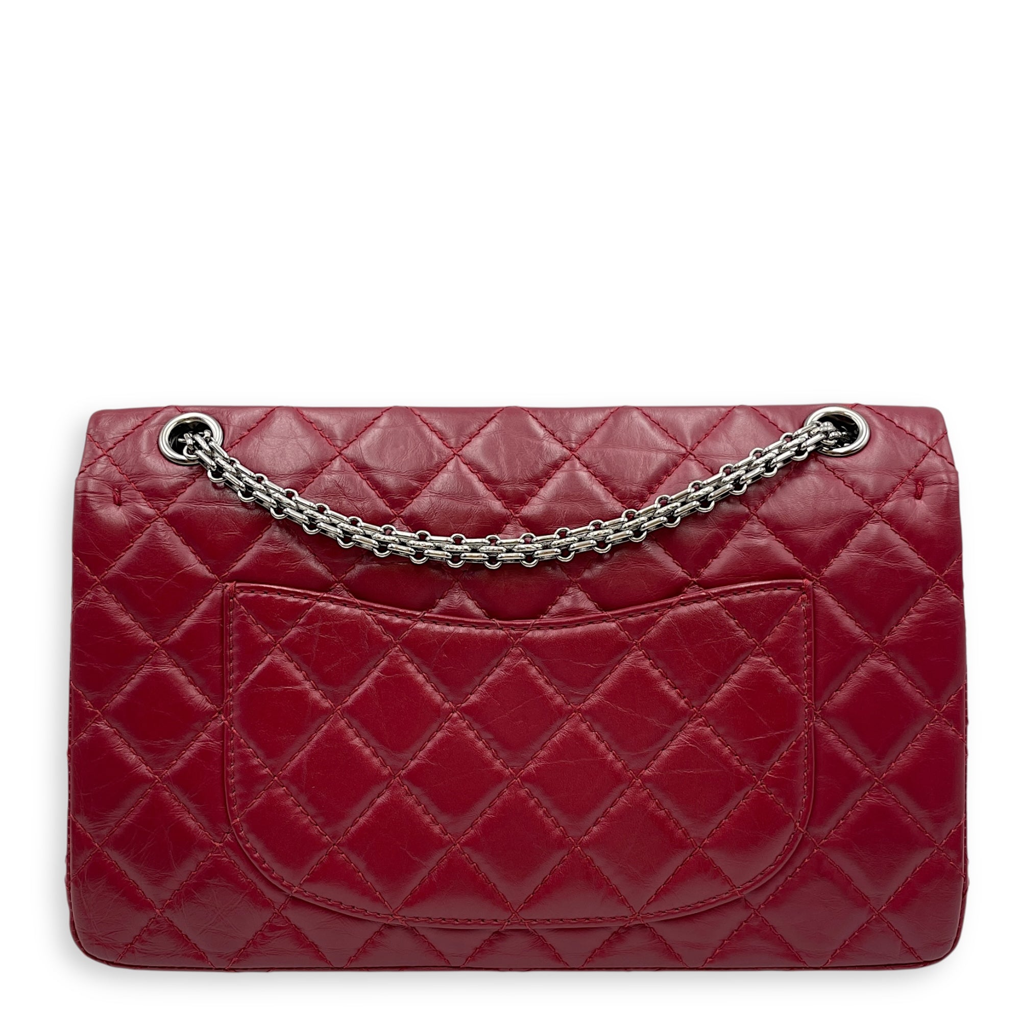Reissue 226 Red Shoulder Bag in Distressed Leather, Silver hardware