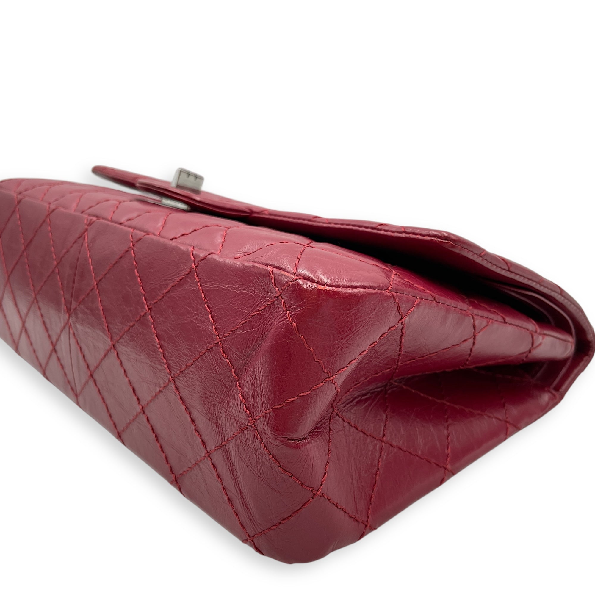 Reissue 226 Red Shoulder Bag in Distressed Leather, Silver hardware