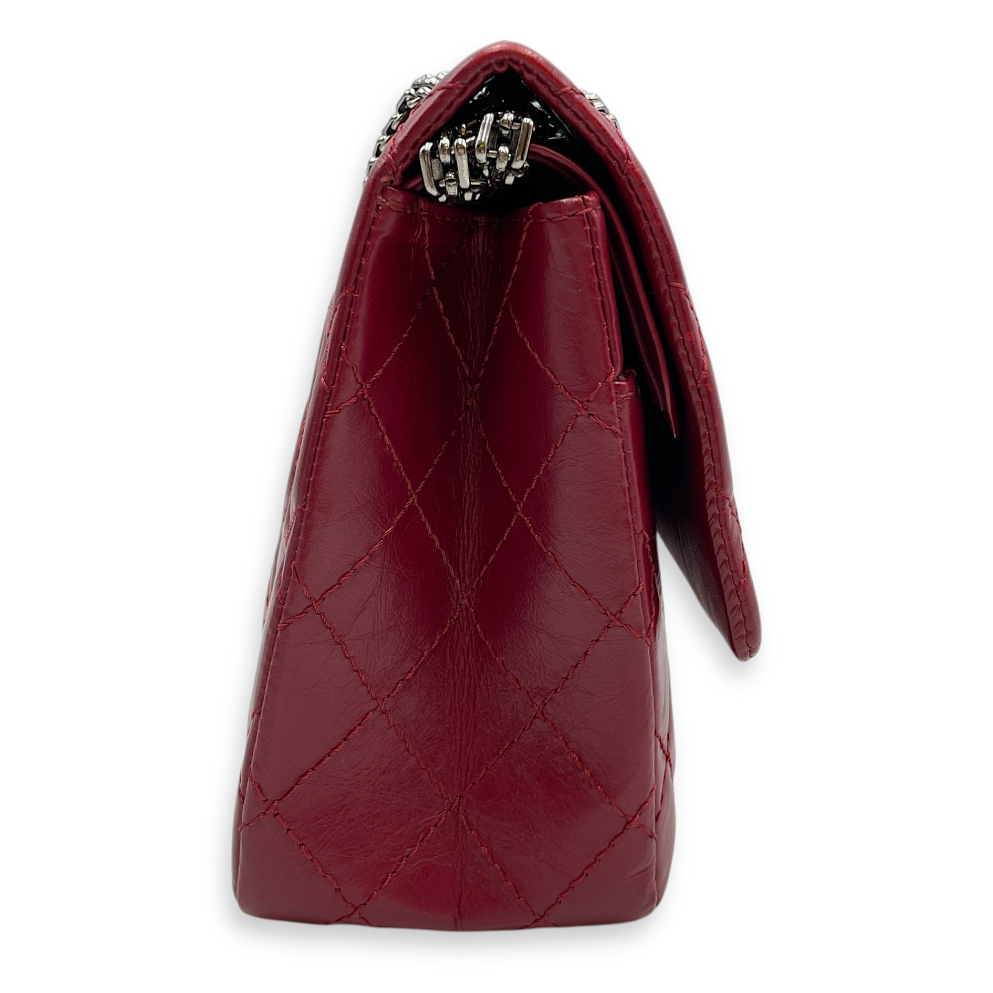 Reissue 226 Red Shoulder Bag in Distressed Leather, Silver hardware