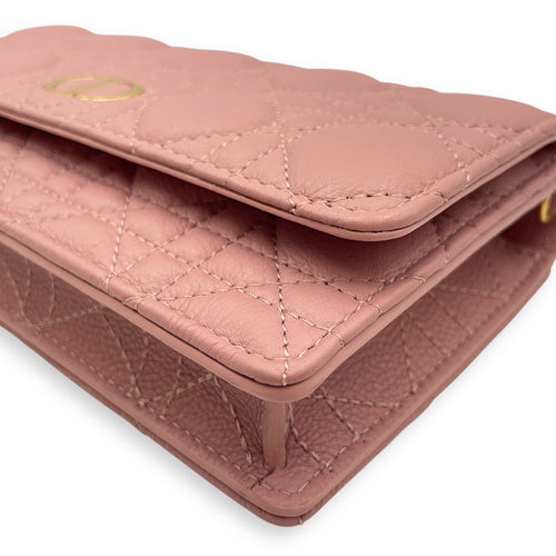 Caro Pink Wallet on Chain in Lambskin, Gold hardware