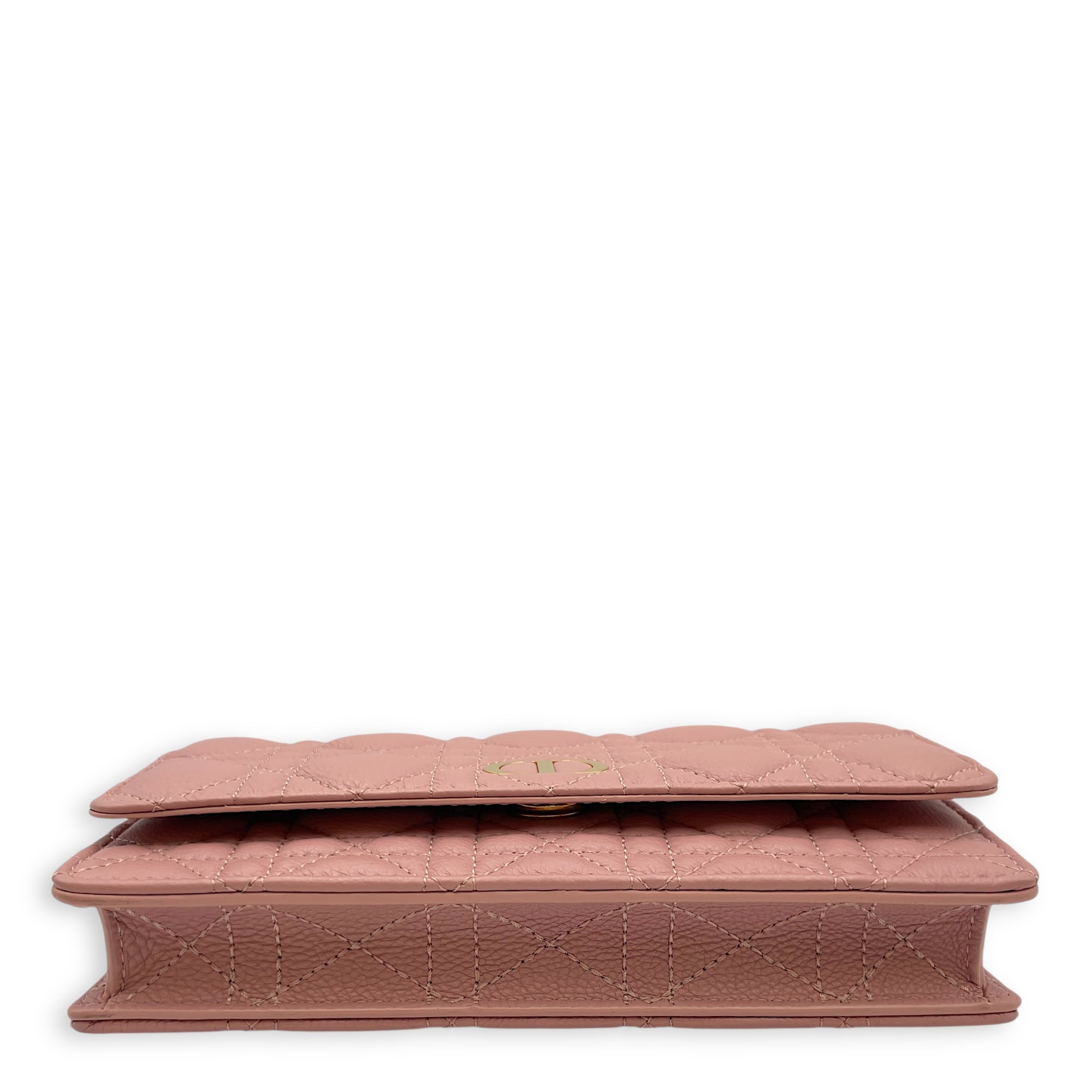 Caro Pink Wallet on Chain in Lambskin, Gold hardware