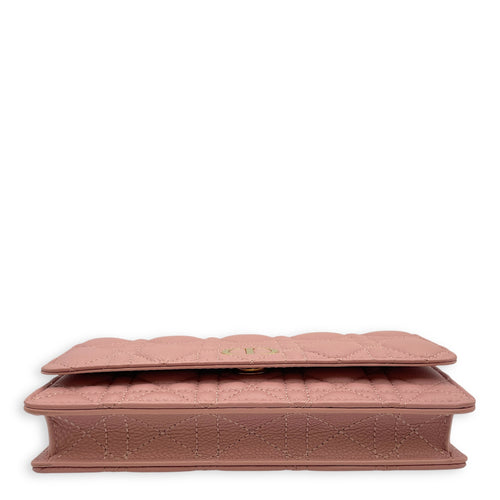 Caro Pink Wallet on Chain in Lambskin, Gold hardware