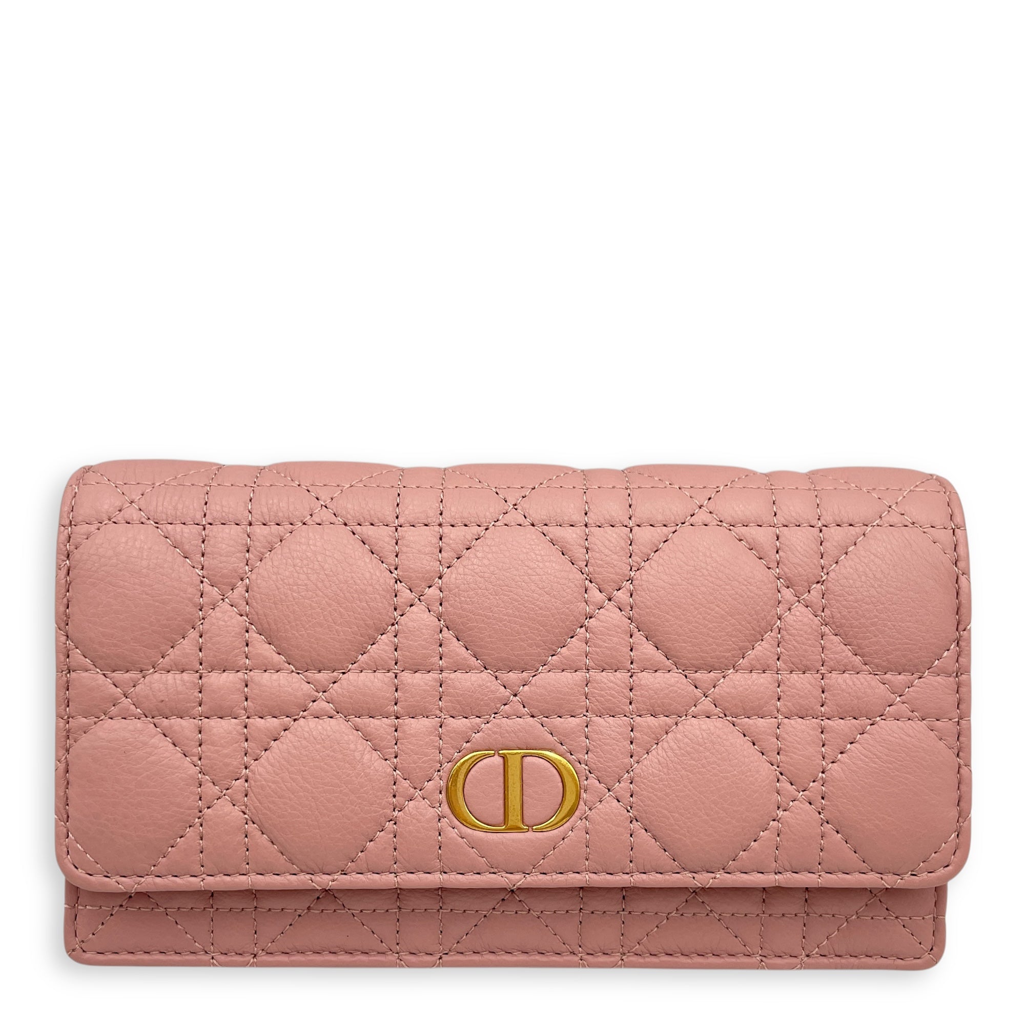 Caro Pink Wallet on Chain in Lambskin, Gold hardware