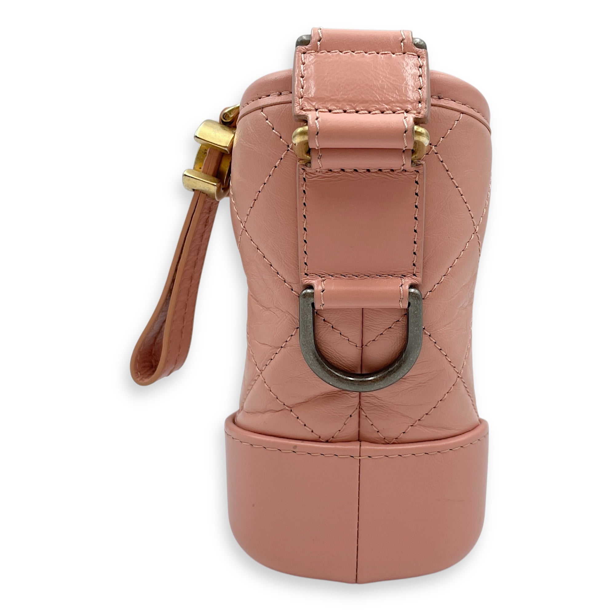 Gabrielle Small Pink Shoulder Bag in Calfskin, Tri tone hardware
