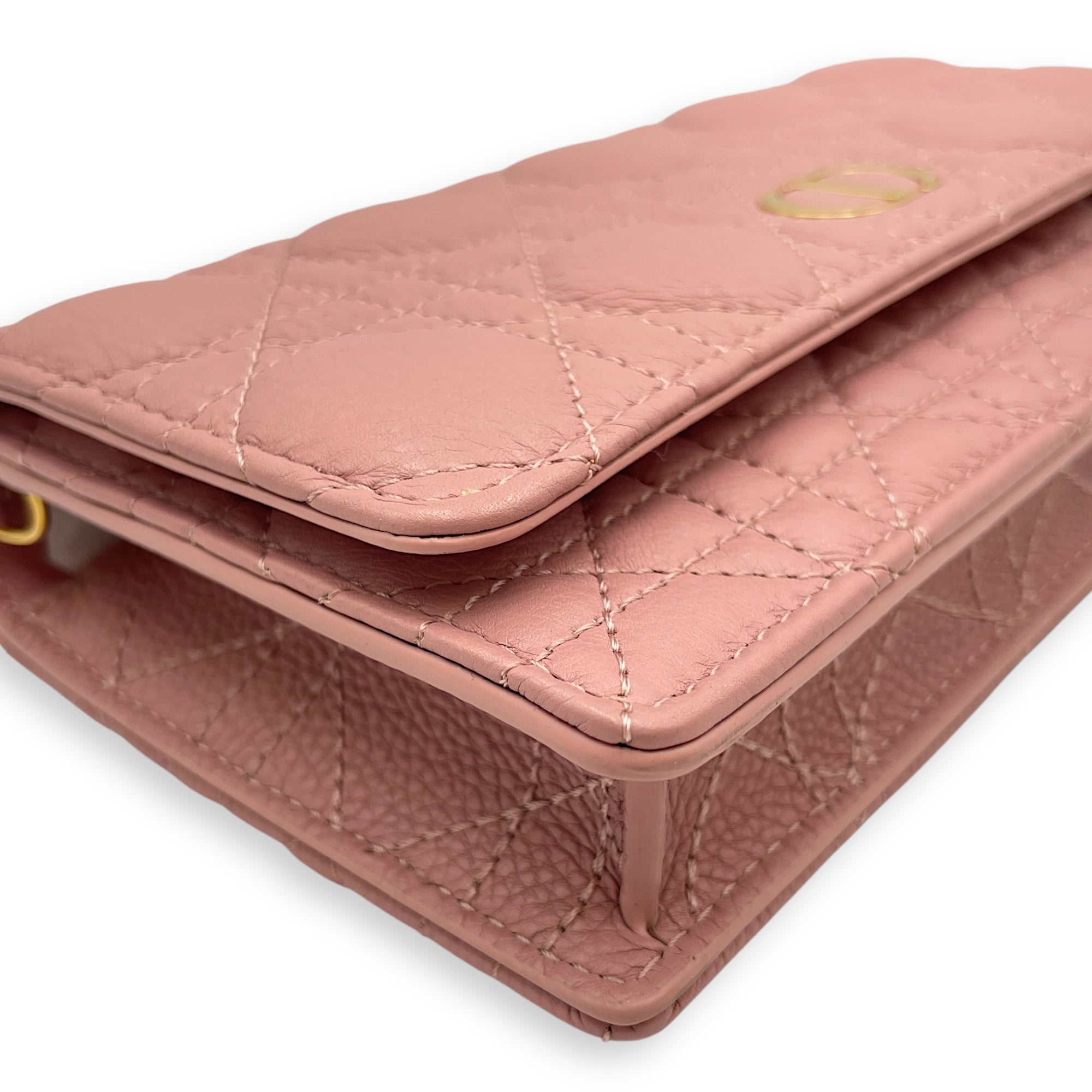 Caro Pink Wallet on Chain in Lambskin, Gold hardware