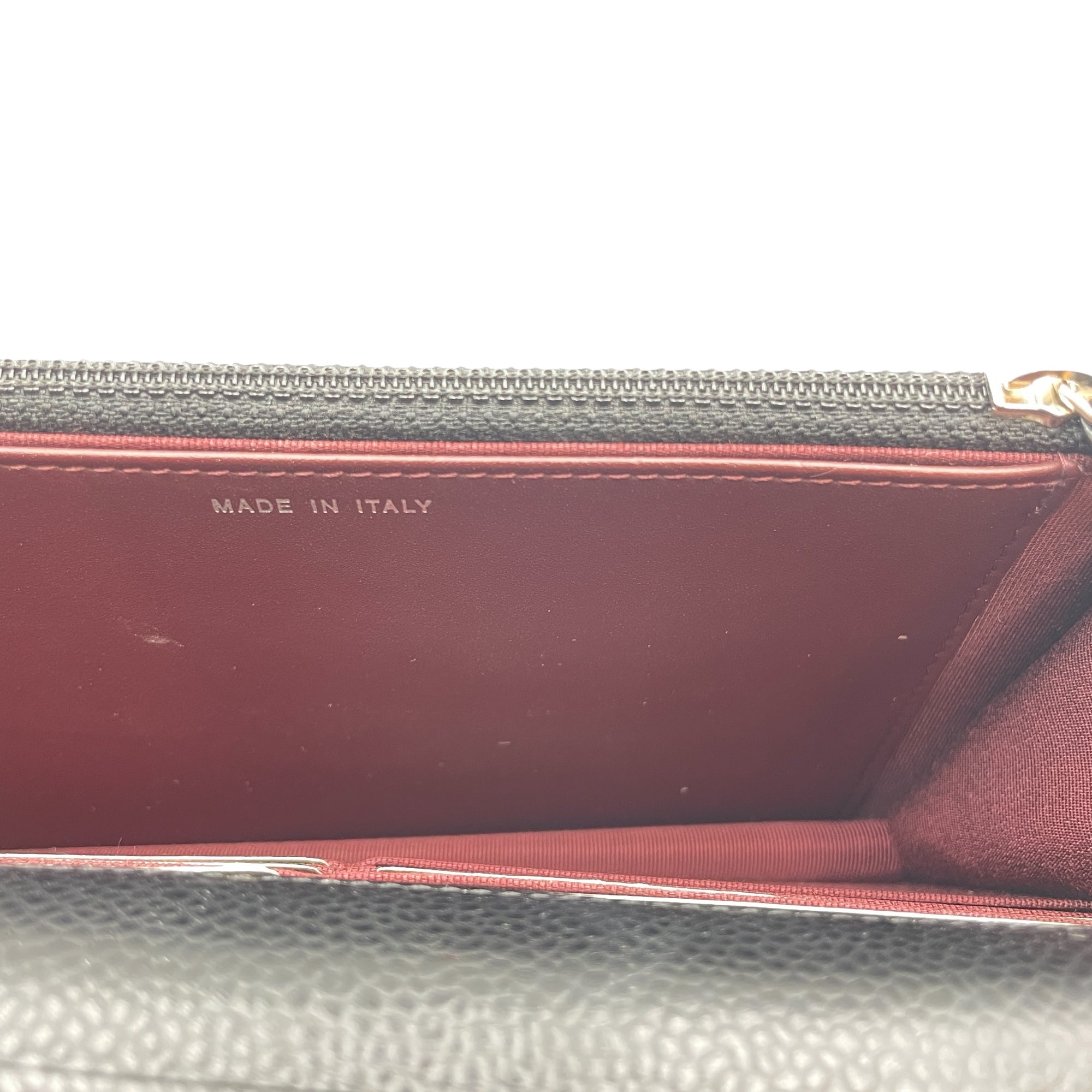 Quilted Black Wallet on Chain in Caviar Leather, Silver hardware