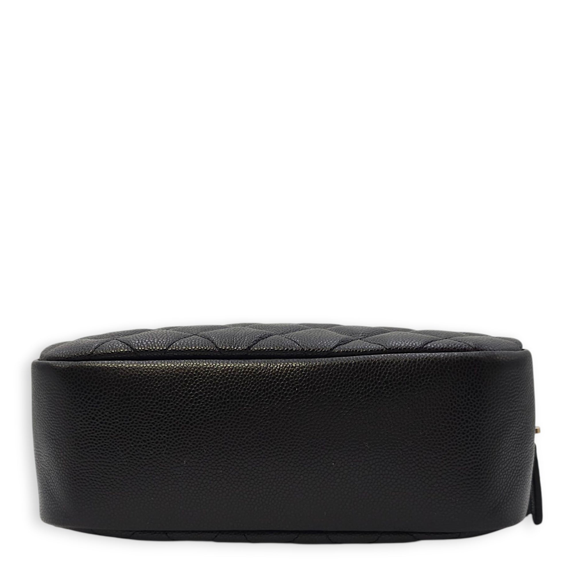 Quilted CC Black Vanity Case in Caviar Leather, Gold hardware