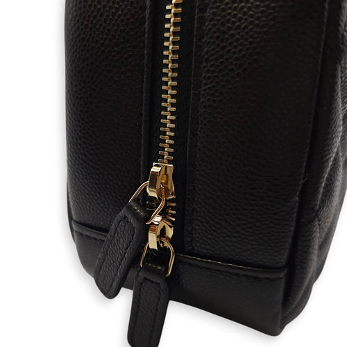 Quilted CC Black Vanity Case in Caviar Leather, Gold hardware