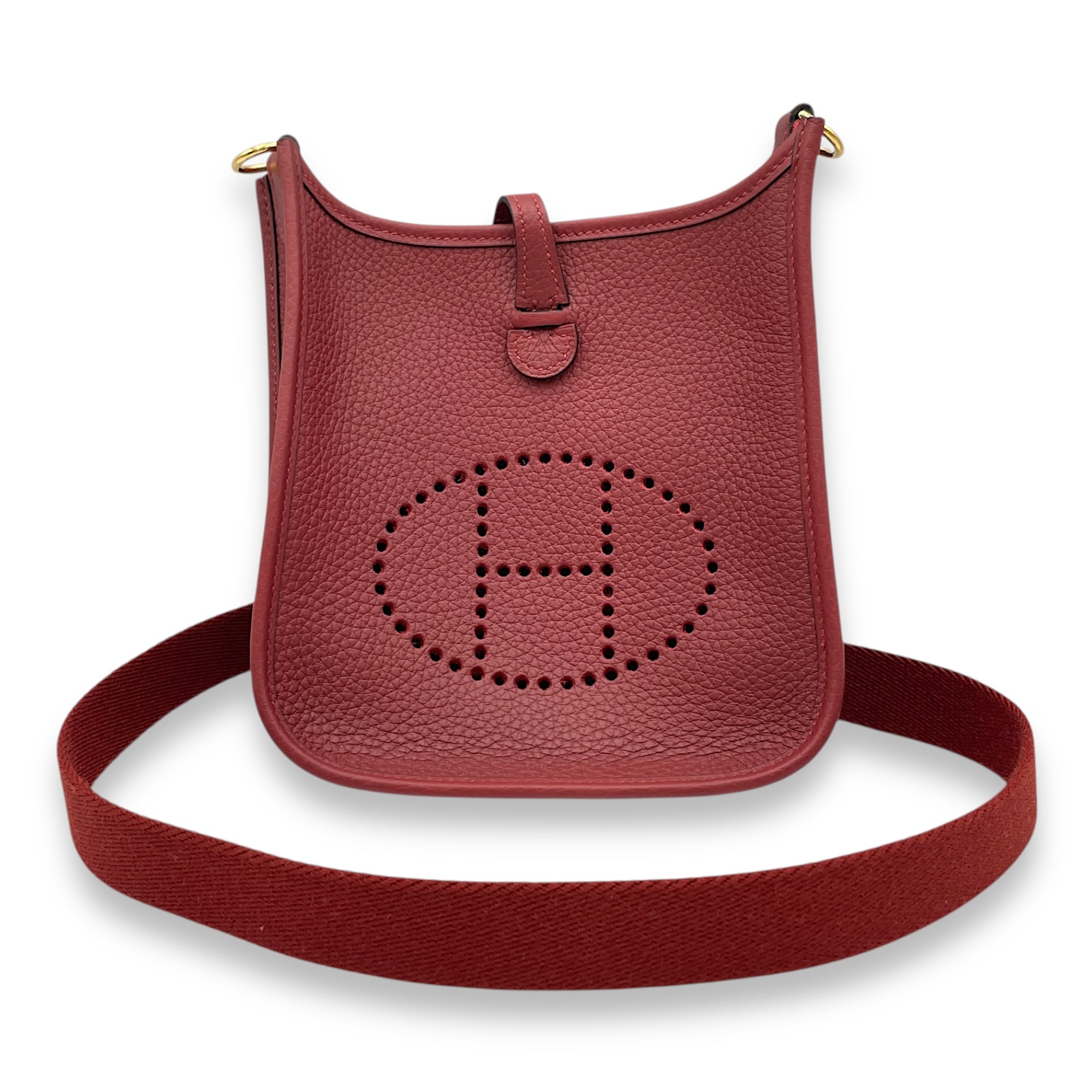 Evelyne Mini Rouge H in Clemence, Gold hardware
