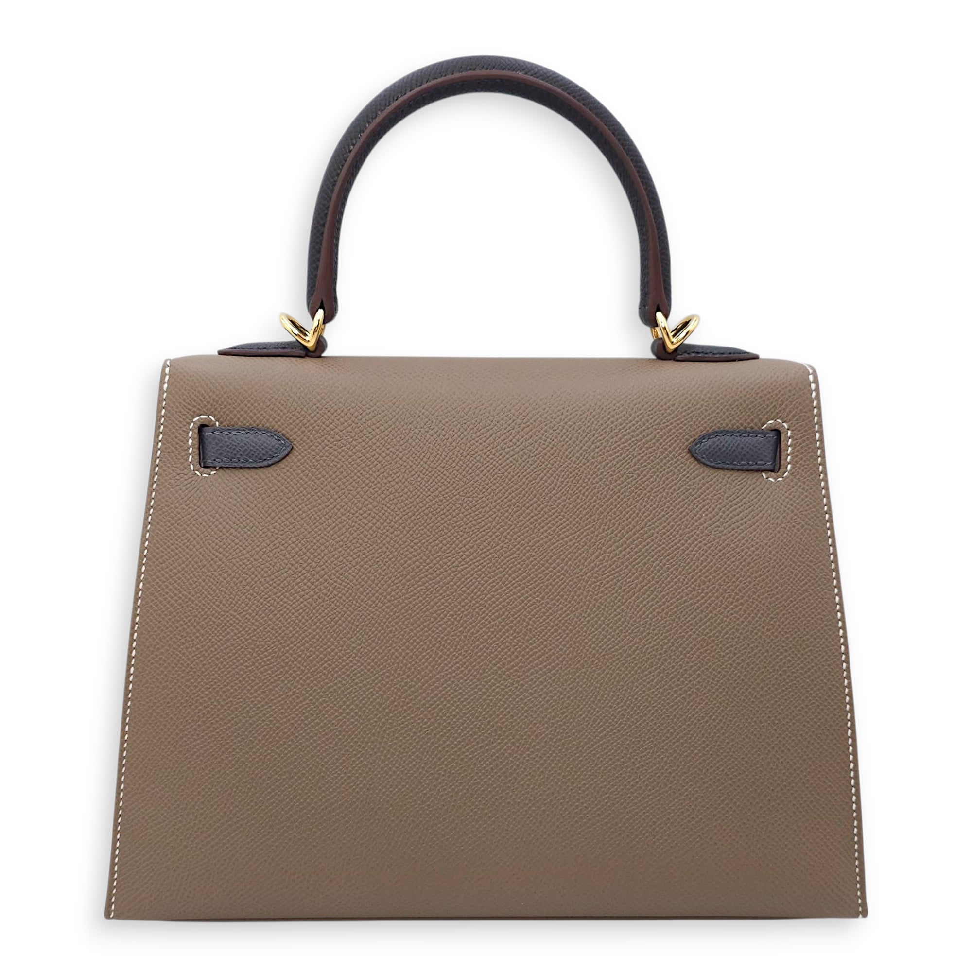 Sellier Kelly 25 Etoupe/Ardoise/Black in Epsom, Gold hardware