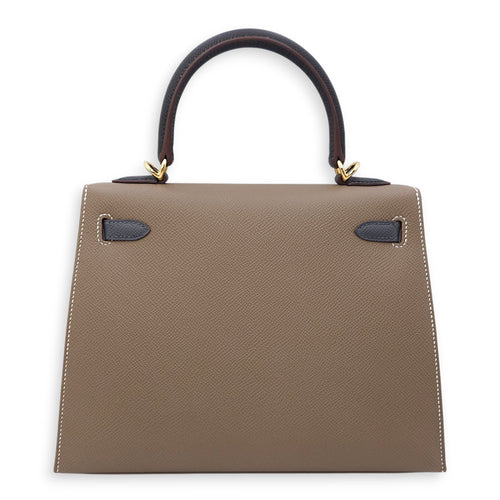 Sellier Kelly 25 Etoupe/Ardoise/Black in Epsom, Gold hardware