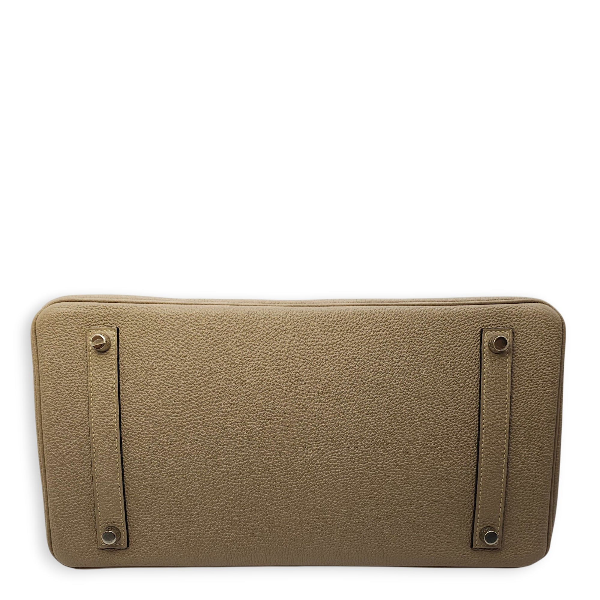 Birkin 35 Gris Tourterelle in Togo, Palladium hardware