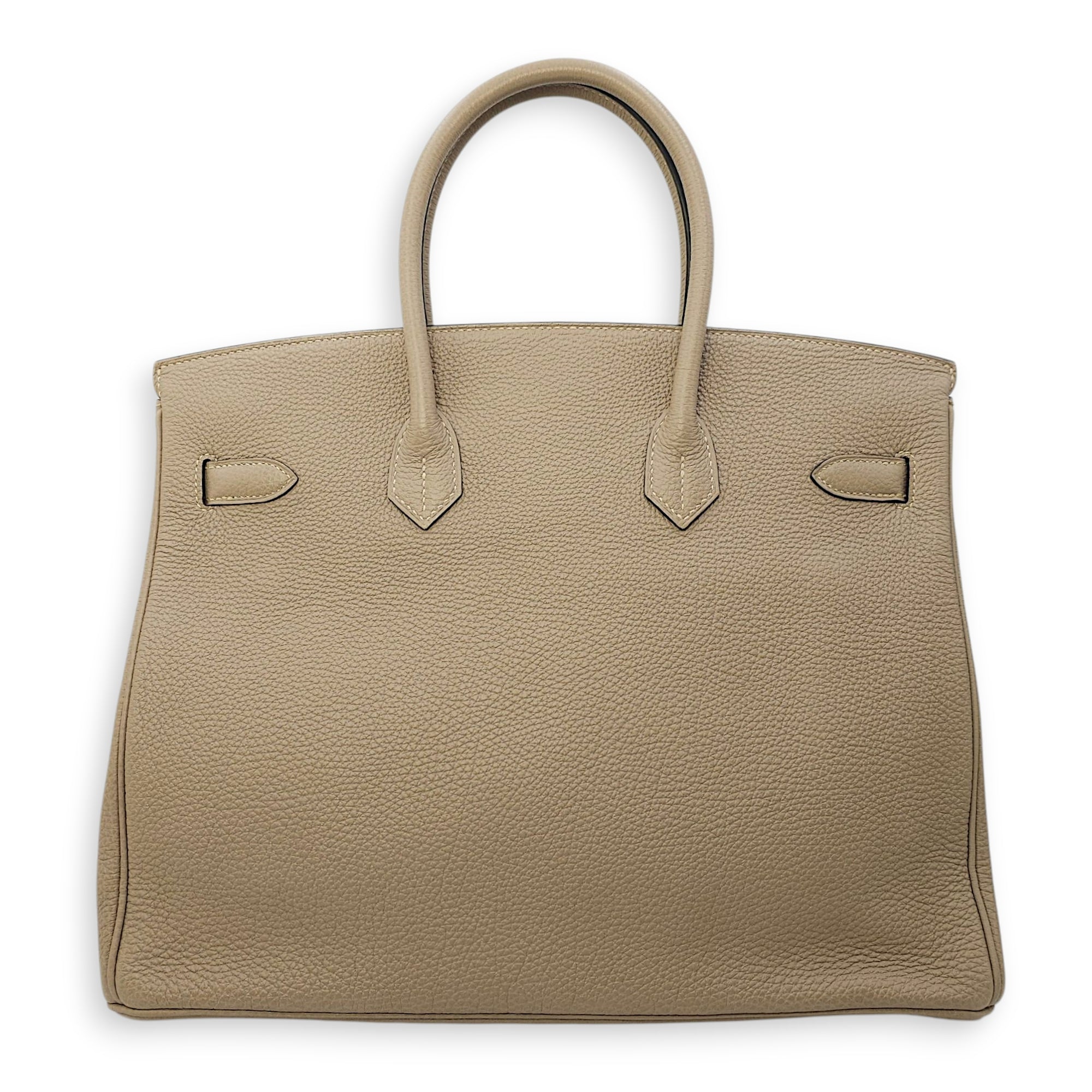 Birkin 35 Gris Tourterelle in Togo, Palladium hardware