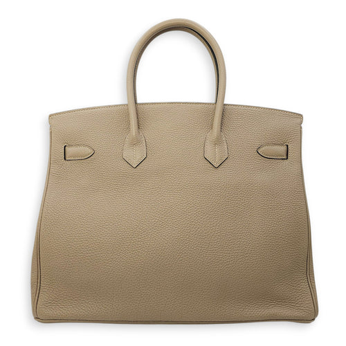 Birkin 35 Gris Tourterelle in Togo, Palladium hardware