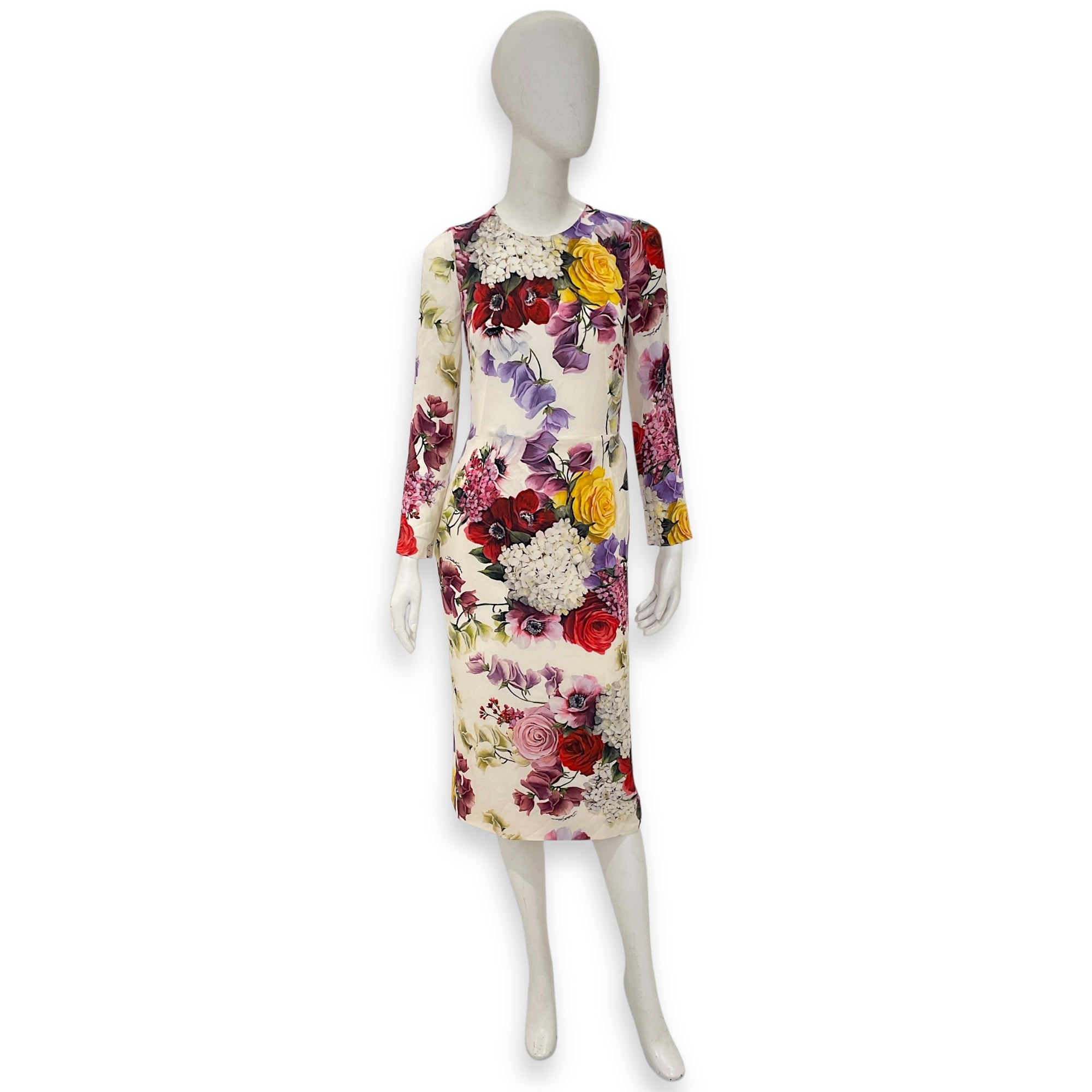 Floral Long Dress 40 White Ready-To-Wear in Silk