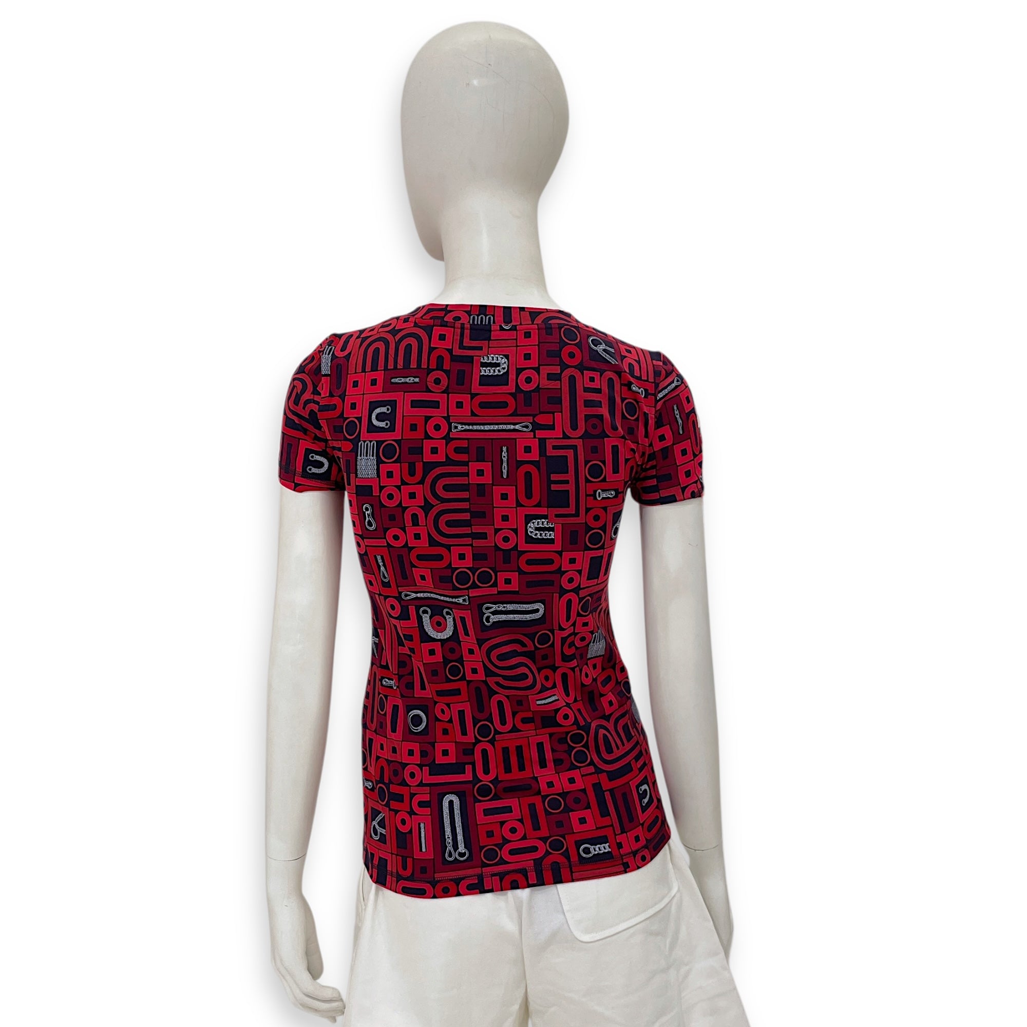 Geometric Print T Shirt 34 Red Ready-To-Wear in Cotton