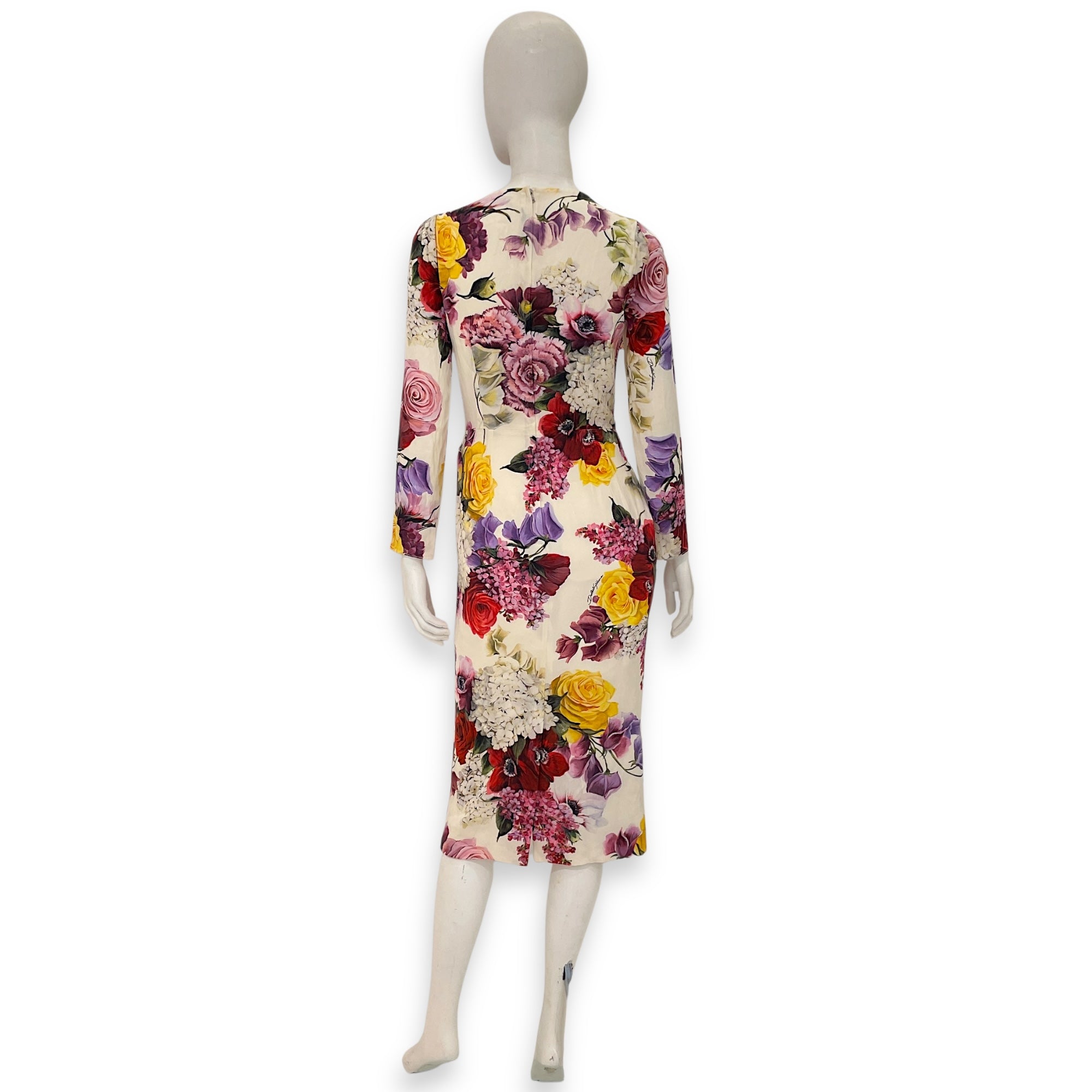 Floral Long Dress 40 White Ready-To-Wear in Silk