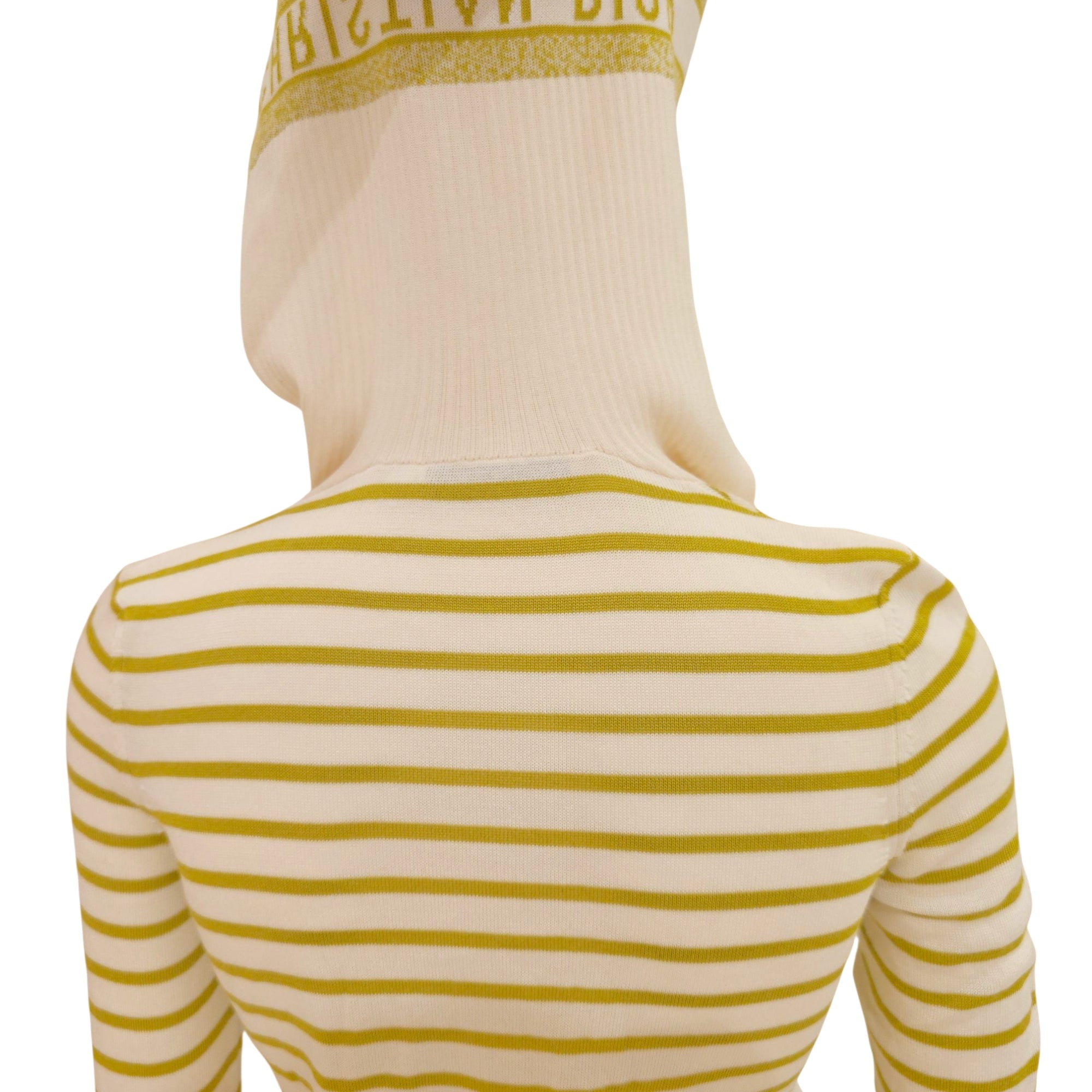 Striped V-Neck Sweater 34 Green Ready-To-Wear in Silk