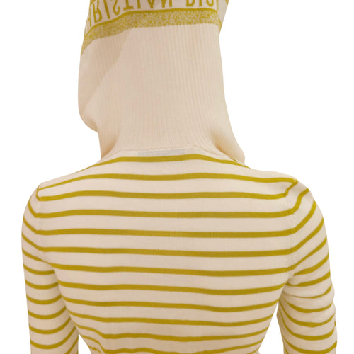 Striped V-Neck Sweater 34 Green Ready-To-Wear in Silk