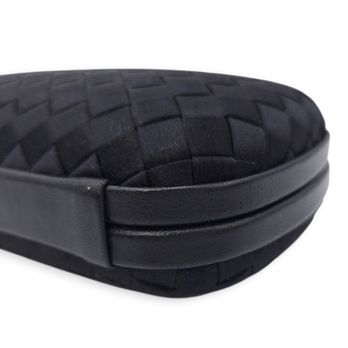 BV Pochette Knot Intrecciato Nappa Black Clutch in Silk, Silver hardware