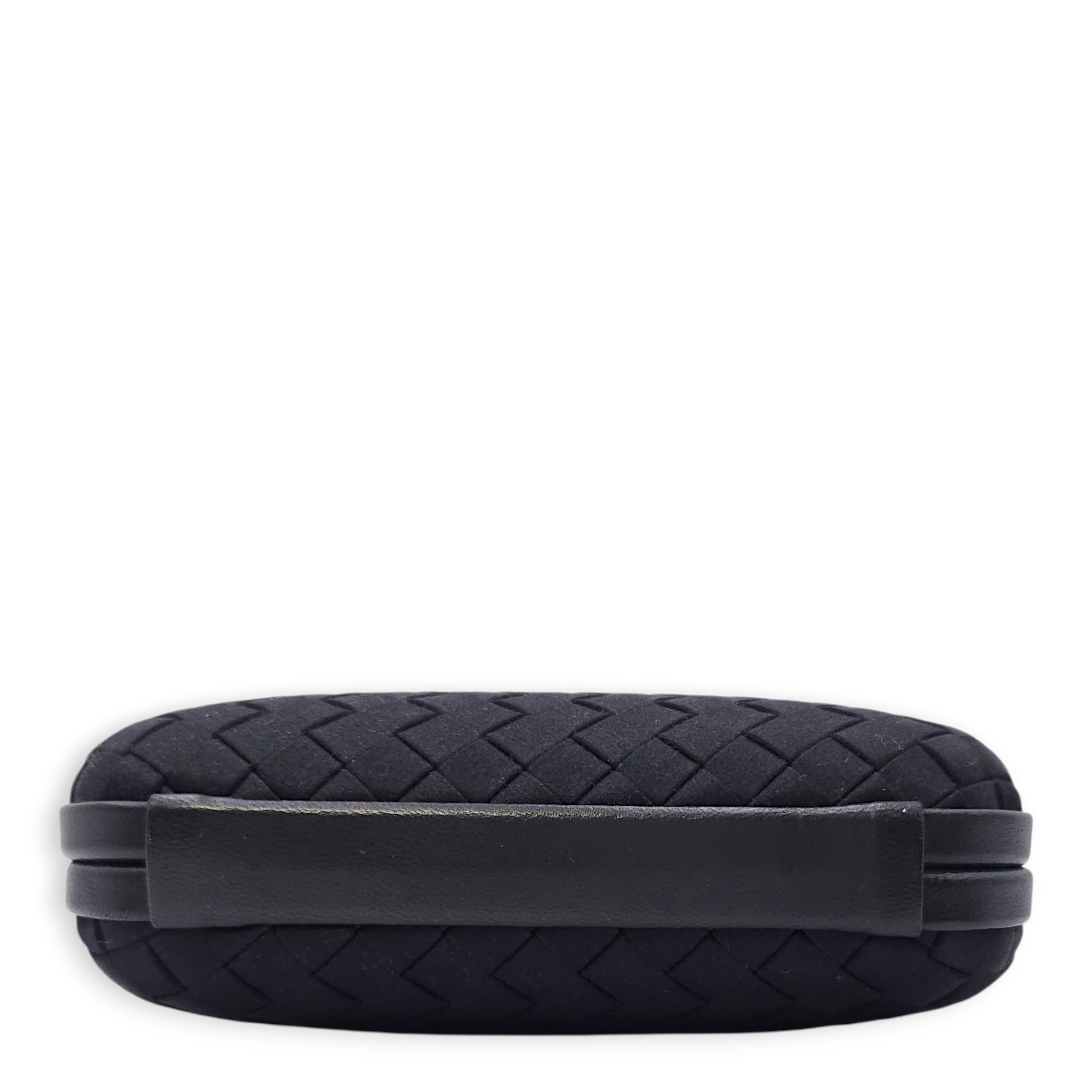 BV Pochette Knot Intrecciato Nappa Black Clutch in Silk, Silver hardware