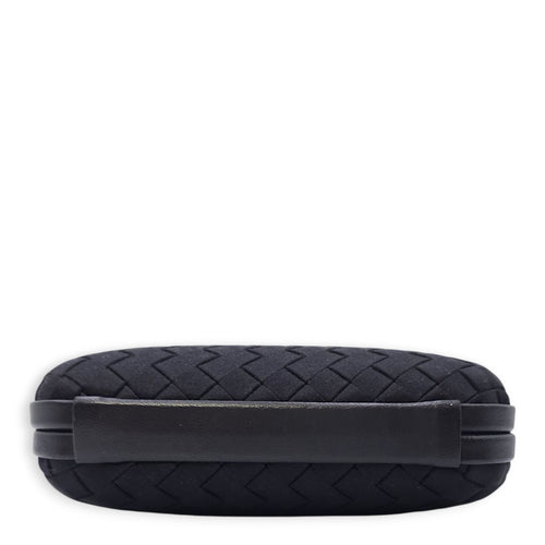 BV Pochette Knot Intrecciato Nappa Black Clutch in Silk, Silver hardware