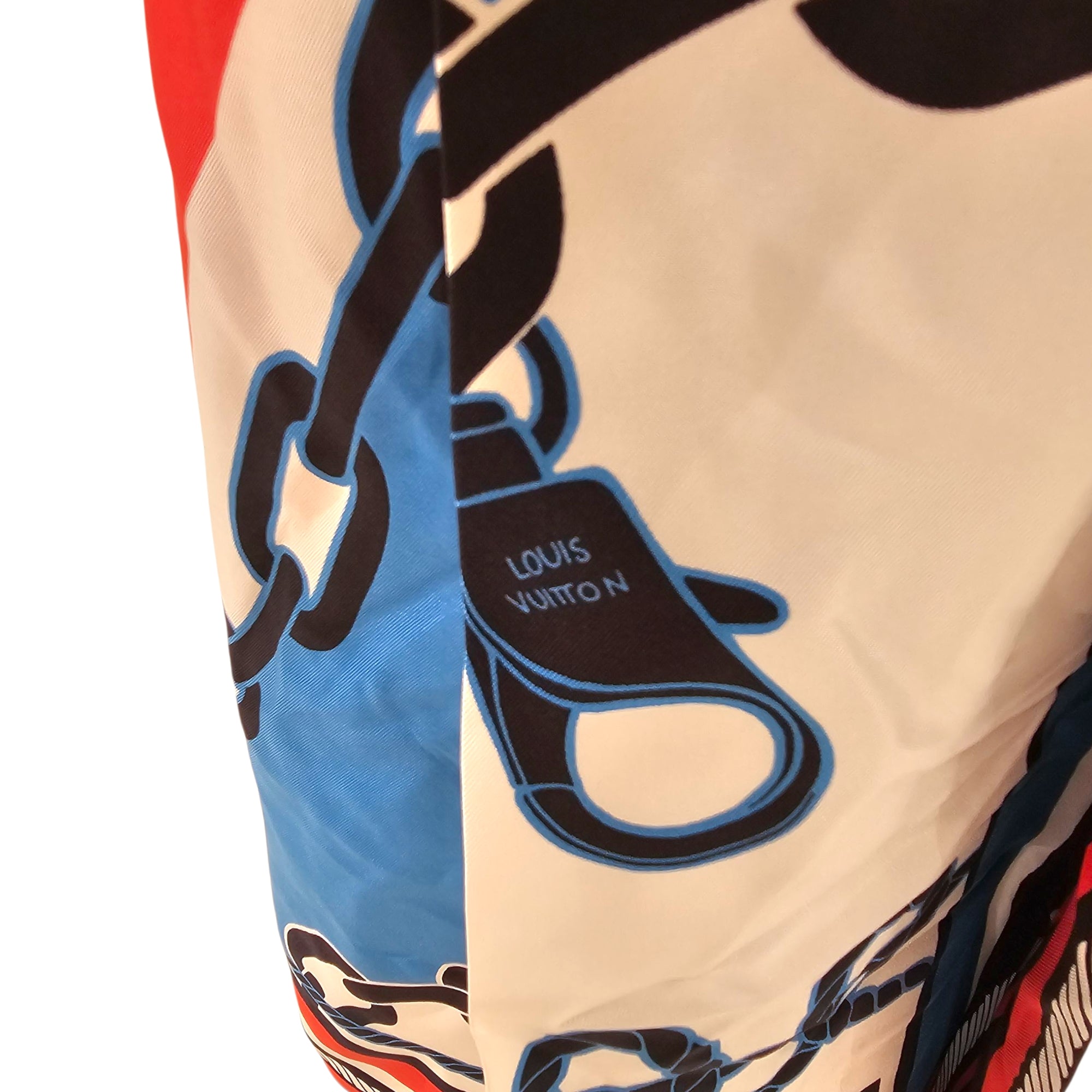 Nautical Chain Print Mid-length Skirt 34 Multi-Colour Ready-To-Wear in Polyester, Gold hardware