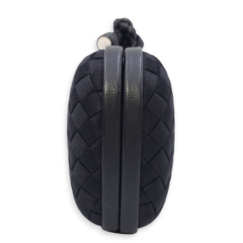 BV Pochette Knot Intrecciato Nappa Black Clutch in Silk, Silver hardware