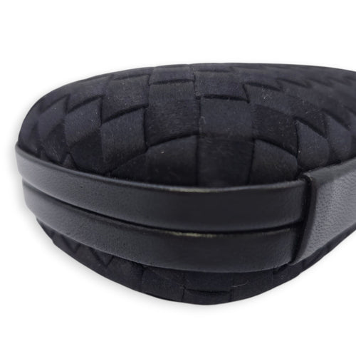 BV Pochette Knot Intrecciato Nappa Black Clutch in Silk, Silver hardware