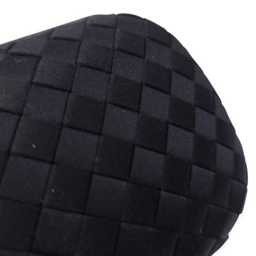 BV Pochette Knot Intrecciato Nappa Black Clutch in Silk, Silver hardware